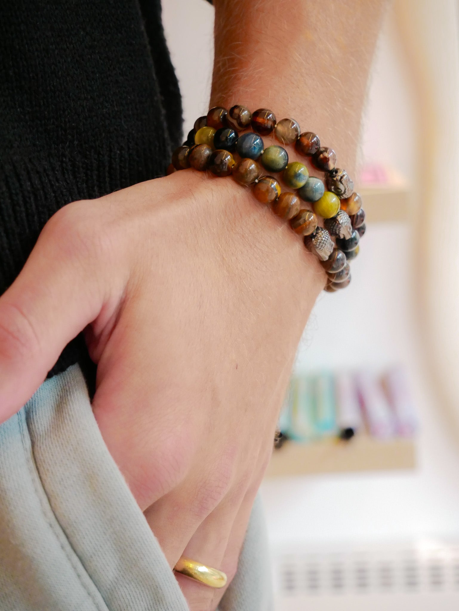 Labradorit Buddha Armband