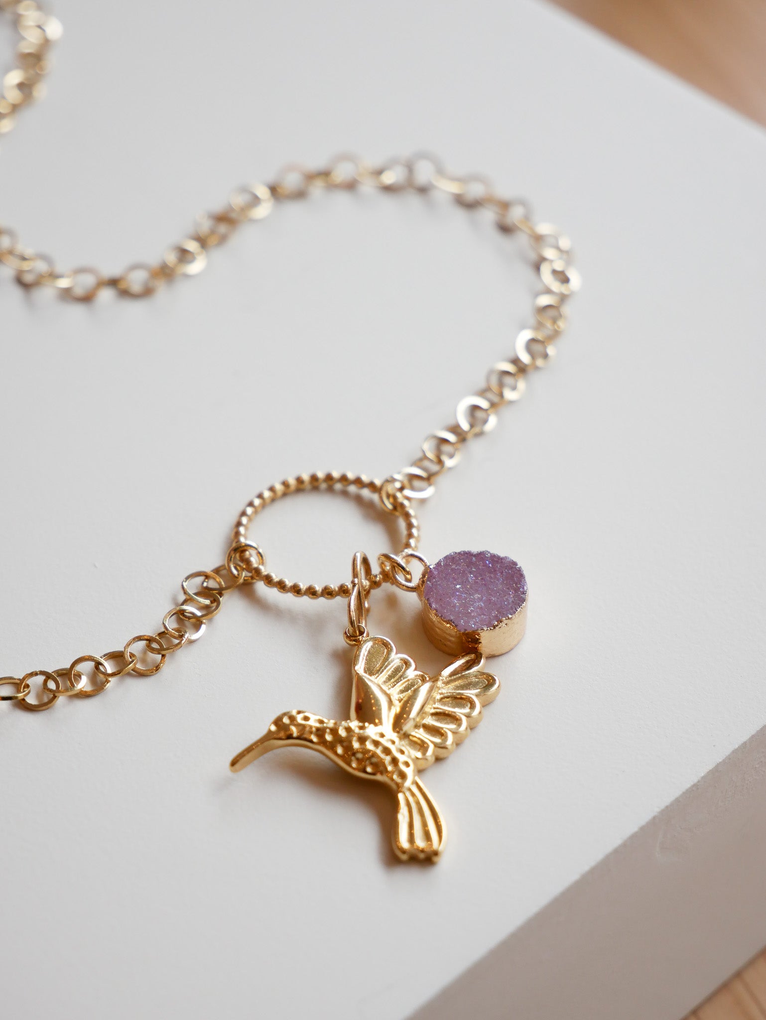 Zarte Kette Druzy Achat