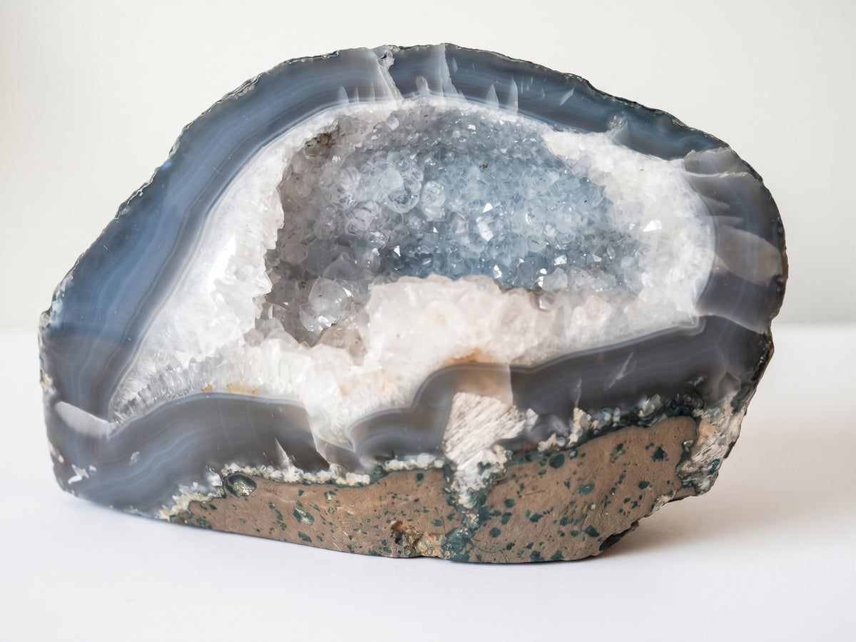 Druzy Achat blau Statement Piece – Achat Endstück Unikat
